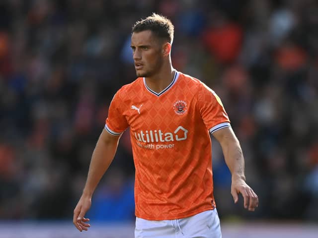 Jerry Yates of Blackpool during the Sky Bet Championship between Blackpool and Norwich City at Bloomfield Road on October 01, 2022 