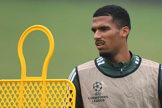 Celtic's German defender Moritz Jenz attends a team training session at the Celtic Training Centre in Lennoxtown