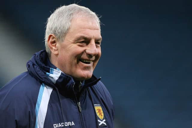 Walter Smith looks on during a Scotland training session at Hampden Park