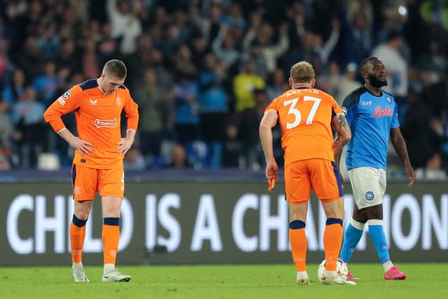 ohn Lundstram of Rangers looks dejected after the final whistle