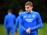 Rangers' US midfielder James Sands takes part in a team training session