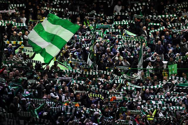 Celtic’s supporters cheer during the UEFA Champions League Group F match against Shakhtar Donetsk
