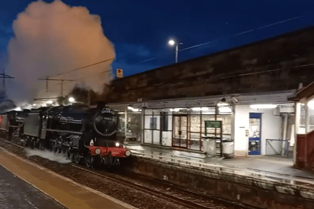 Jim Gerrards captured the Steam Train from Harry Potter rumble through Motherwell station last night.