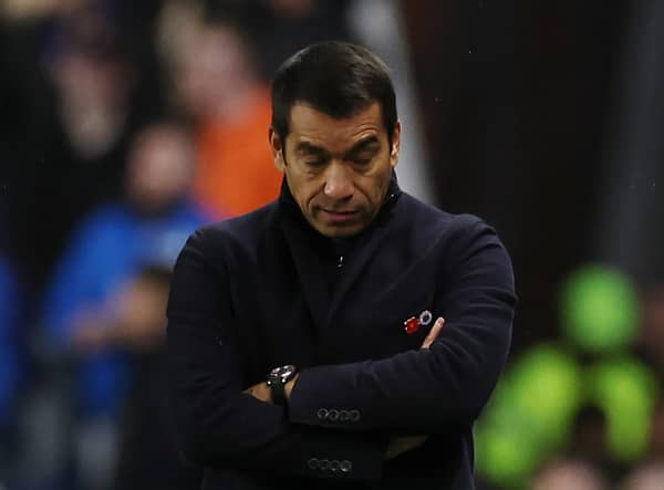 Rangers manager Giovanni van Bronckhorst cuts a frustrated figure on the touchline at Ibrox