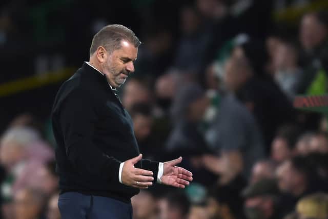 Celtic's Greek Australian head coach Ange Postecoglou reacts on the touchline 