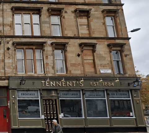 An example of the vertical bricked up windows above Tennent’s pub on Byres Road.