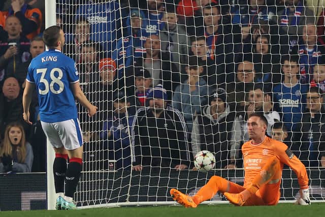  Leon King and Allan McGregor react after they concede the second goal during the UEFA Champions League group A match between Rangers and AFC Ajax at Ibrox Stadium