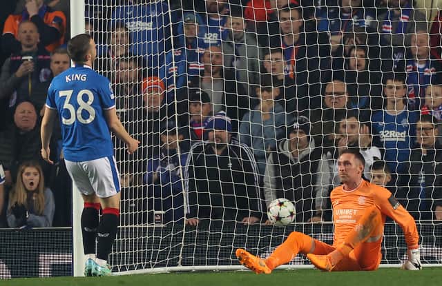  Leon King and Allan McGregor react after they concede the second goal during the UEFA Champions League group A match between Rangers and AFC Ajax at Ibrox Stadium