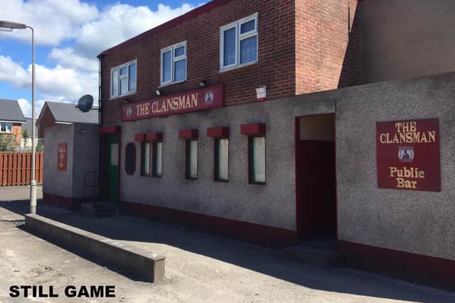 The Ruchill Tavern done up as The Clansman for filming Still Game.