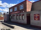 The Ruchill Tavern done up as The Clansman for filming Still Game.