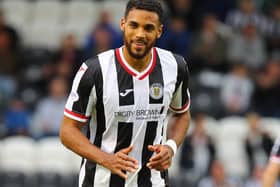 Jonah Ayunga of St Mirren in action