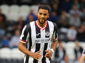 Jonah Ayunga of St Mirren in action