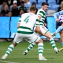 Max Burgess of Sydney shoots for goal during the Sydney Super Cup match against Celtic