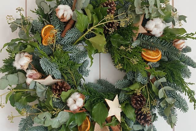 One of the wreaths you could make at the free Christmas workshop.