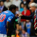 Walter Smith talks with Nacho Novo of Rangers during the Scottish Premier League match between Rangers and Celtic at Ibrox Stadium on October 20, 2007 in Glasgow