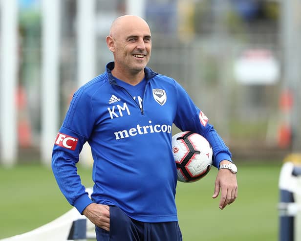 Former Melbourne Victory coach Kevin Muscat is seen during a training session 