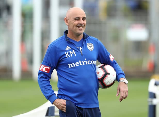 <p>Former Melbourne Victory coach Kevin Muscat is seen during a training session </p>