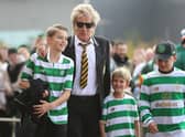 Rod Stewart passed on his love of Celtic to his children - pictured is his appearance at the Celtic - Hibs match on September 30, 2017
