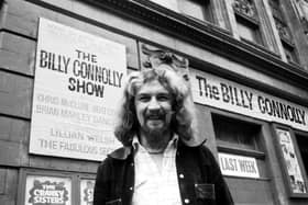 The Big Yin standing outside the Pavilion Theatre where his show ‘The Billy Connolly Show’ was playing