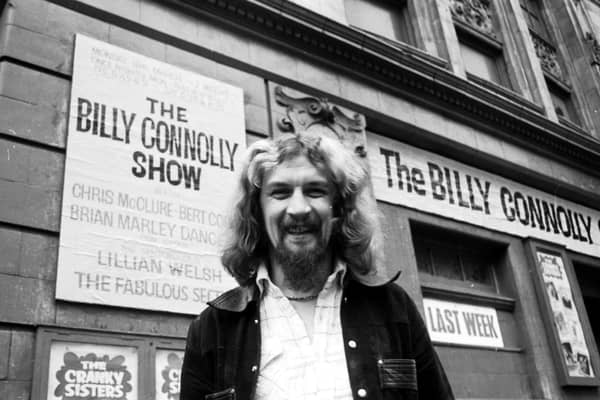 The Big Yin standing outside the Pavilion Theatre where his show ‘The Billy Connolly Show’ was playing