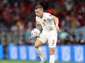Alistair Johnston of Canada controls the ball during the FIFA World Cup Qatar 2022 Group F match against Belgium