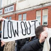 A group of Partick Thistle supporters protested against the club board and PTFC Trust before, and during, their Scottish Cup tie against Kelty Hearts (Image - SNS Group)