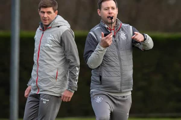 Michael Beale (right) spent three years working under Steven Gerrard at Rangers (Image: SNS)