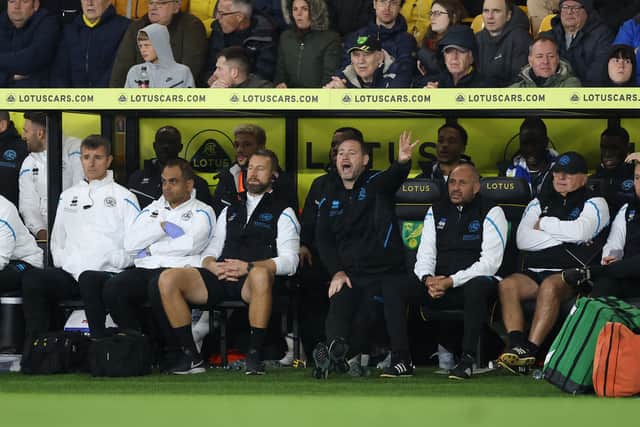 Michael Beale, Manager of Queens Park Rangers reacts from the bench 