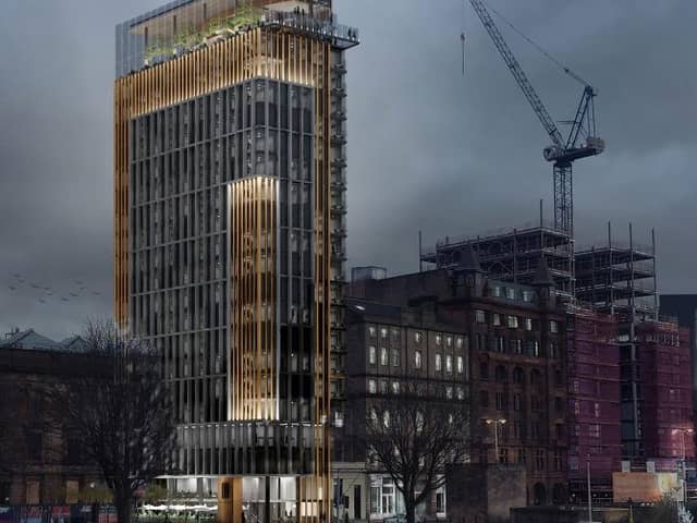 The new restaurant is located at the top of the building - and is set to open when the building finishes construction.