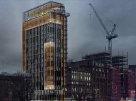 The new restaurant is located at the top of the building - and is set to open when the building finishes construction.