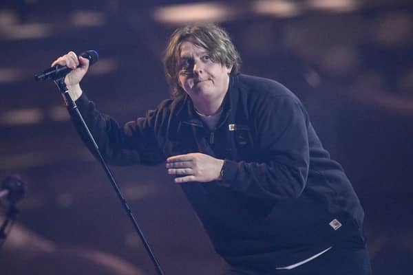 Scottish singer-songwriter and musician Lewis Capaldi performs on stage during the 2022 MTV Europe Music Awards. (Photo by SASCHA SCHUERMANN/AFP via Getty Images)