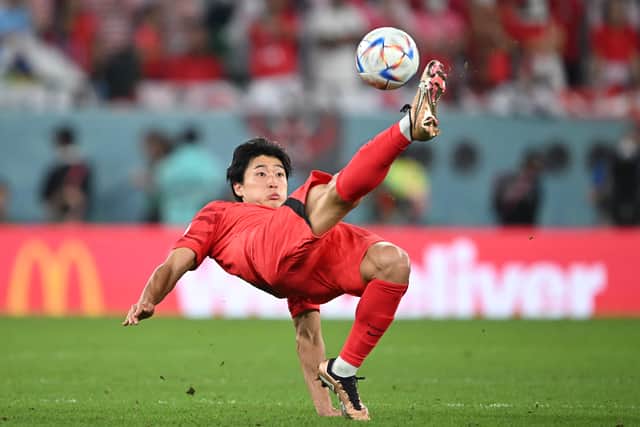 Cho Gue-Sung in action during the FIFA World Cup Qatar 2022 Group H match between Korea Republic and Portugal