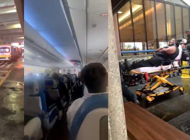 <p>A video filmed shortly after landing shows the cabin in disarray, with debris strewn across the aisle and passengers wearing oxygen masks. </p>