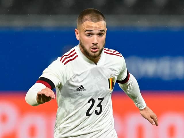 Belgium’s Nicolas Raskin controls the ball during a friendly against the Netherlands