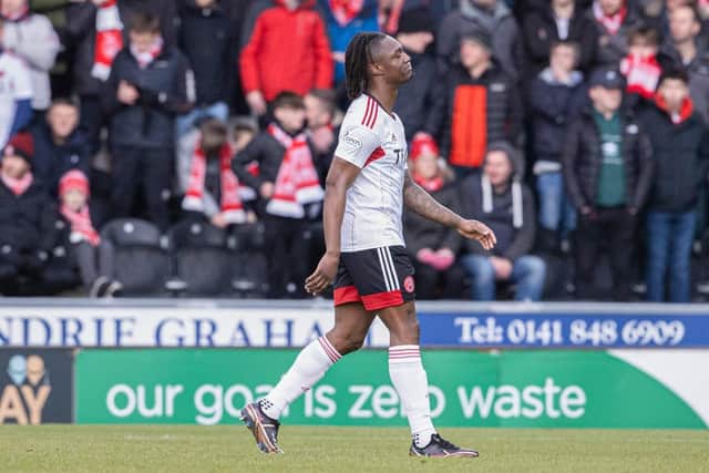 Aberdeen captain Anthony Stewart is sent off for a clumsy last-man challenge against St Mirren (Image: SNS Group)