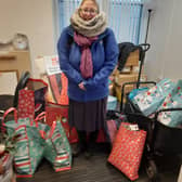 An Openreach worker with the donations at the Maryhill branch