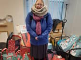 An Openreach worker with the donations at the Maryhill branch