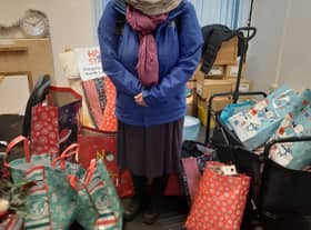 An Openreach worker with the donations at the Maryhill branch