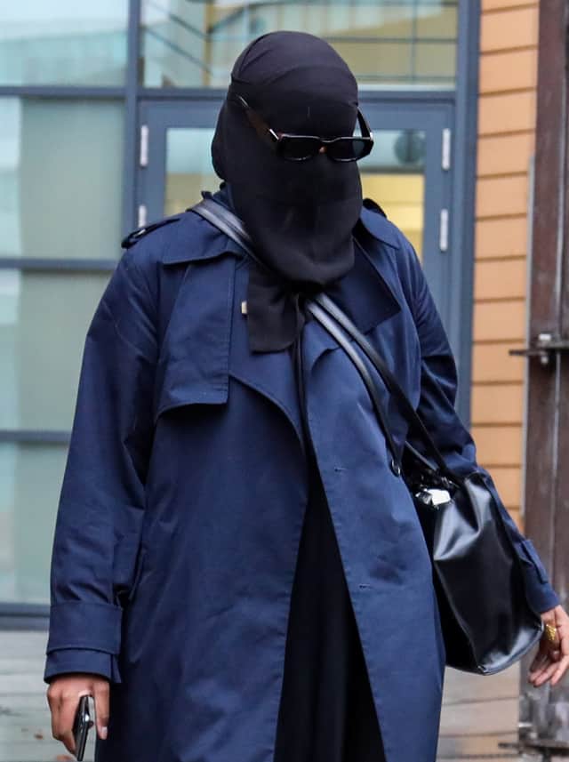 Xahra Saleem leaves Bristol Magistrates Court where she pleaded not guilty to two charges of fraud.