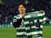  New signing Tomoki Iwata is unveiled at half time during the Cinch Scottish Premiership match between Celtic and Kilmarnock