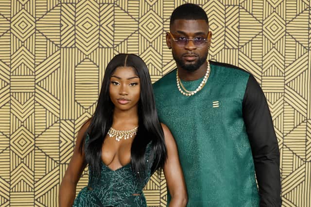 Indiyah Polack and Dami Hope attend the "Black Panther: Wakanda Forever" European Premiere at Cineworld Leicester Square on November 03, 2022. (Photo by John Phillips/Getty Images)