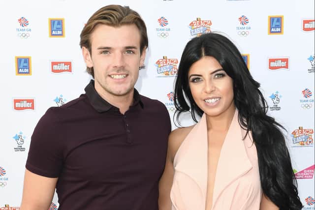 Nathan Massey and Cara de la Hoyde arrive for the Team GB FanZone Opening Ceremony Party in Queen Elizabeth Olympic Park on August 5, 2016. (Photo by Stuart C. Wilson/Getty Images for TeamGB)