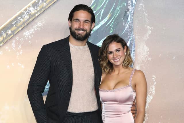Jamie Jewitt and Camilla Thurlow attends the "Aquaman" world premiere at Cineworld Leicester Square on November 26, 2018. (Photo by Tristan Fewings/Getty Images)