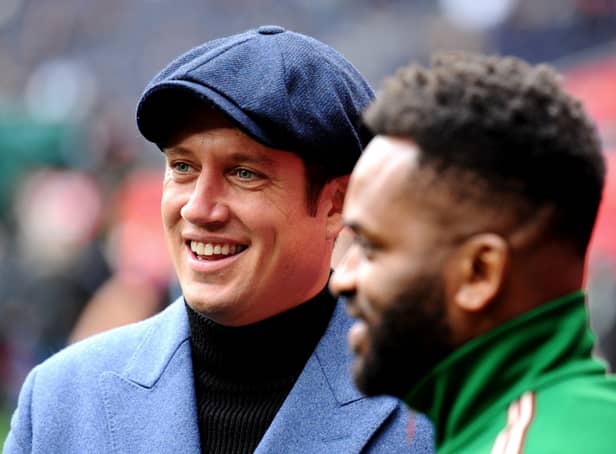 <p>Vernon Kay, seen here attending an NFL London game, admitting to a scheme concocted by Shane Ritchie to assure clean water in the camp</p>