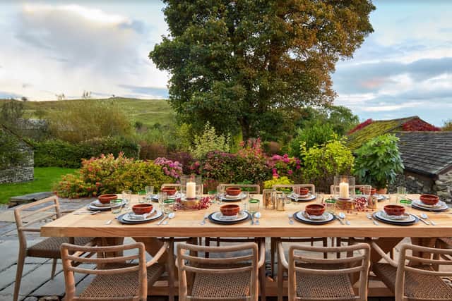 The property also accommodates outdoor dining with views over its stunning acres of land