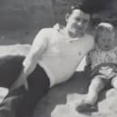 Jim Kennedy with his son John, taken while he was working at Ravenscraig