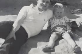 Jim Kennedy with his son John, taken while he was working at Ravenscraig