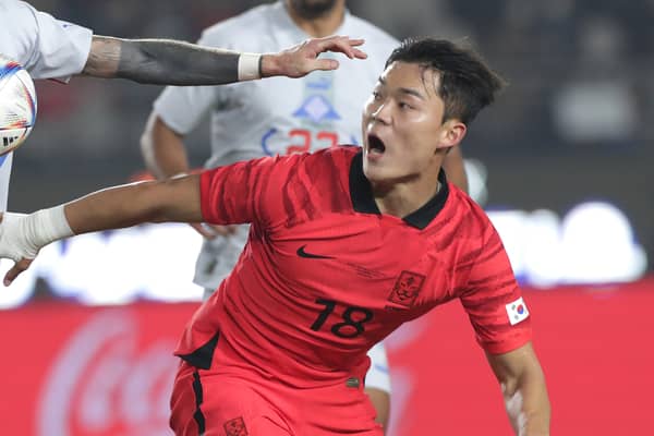 Oh Hyeon-Gyu of South Korea in action against Iceland 