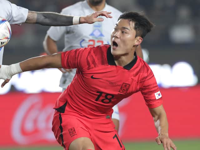 Oh Hyeon-Gyu of South Korea in action against Iceland 