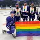 Glasgow Clan players show support for their Pride Night game at Braehead Arena on Friday
